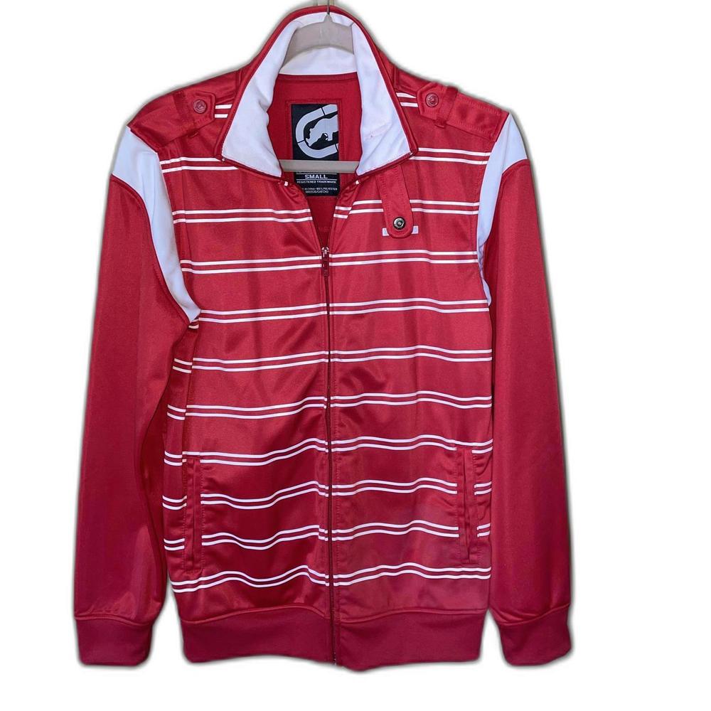 ECKO RED & WHITE STRIPE ZIP FRONT TRACK JACKET
